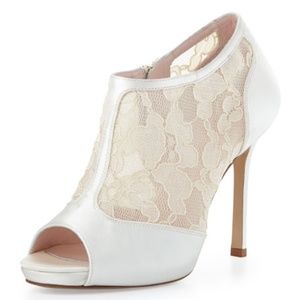 Kate Spade Florentina Ivory Lace Suede Booties